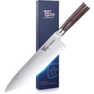 Japanese Chef Knife, 8 Inch Ultra Sharp Professional Kitchen Knife, High Carbon Stainless Steel Cutting Knife With Ergonomic Wood Handle, House Warming Gifts