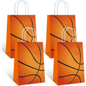 YE 12 PCS Basketball Party Favor Bags Basketball Treat Bags Goodie Gift Themed for Kids Boys Girls Birthday Party Supplies Decorations