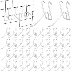 100 Pcs Gridwall Hooks 4 Inch Metal Display Hooks for Grid Panel Heavy Duty Hook for Grid Wall Accessory, Retail, Home Setup, Storage, Garage, Trade Show (White)