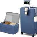 Hanke 28 Inch Expandable Checked Luggage with Cup Holder and Charger Port, Top Opening Hard Shell Large Suitcases with Wheel, Big Travel Rolling Suitcase Trunk Luggage with Lock,Interstellar Blue
