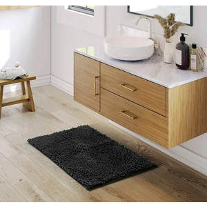 Bathroom Rugs, Machine Washable Bath Mats For bathroom Floor Rugs, Nonslip Backing Rubber Bath Rug, Black, Size 24 x 16.5