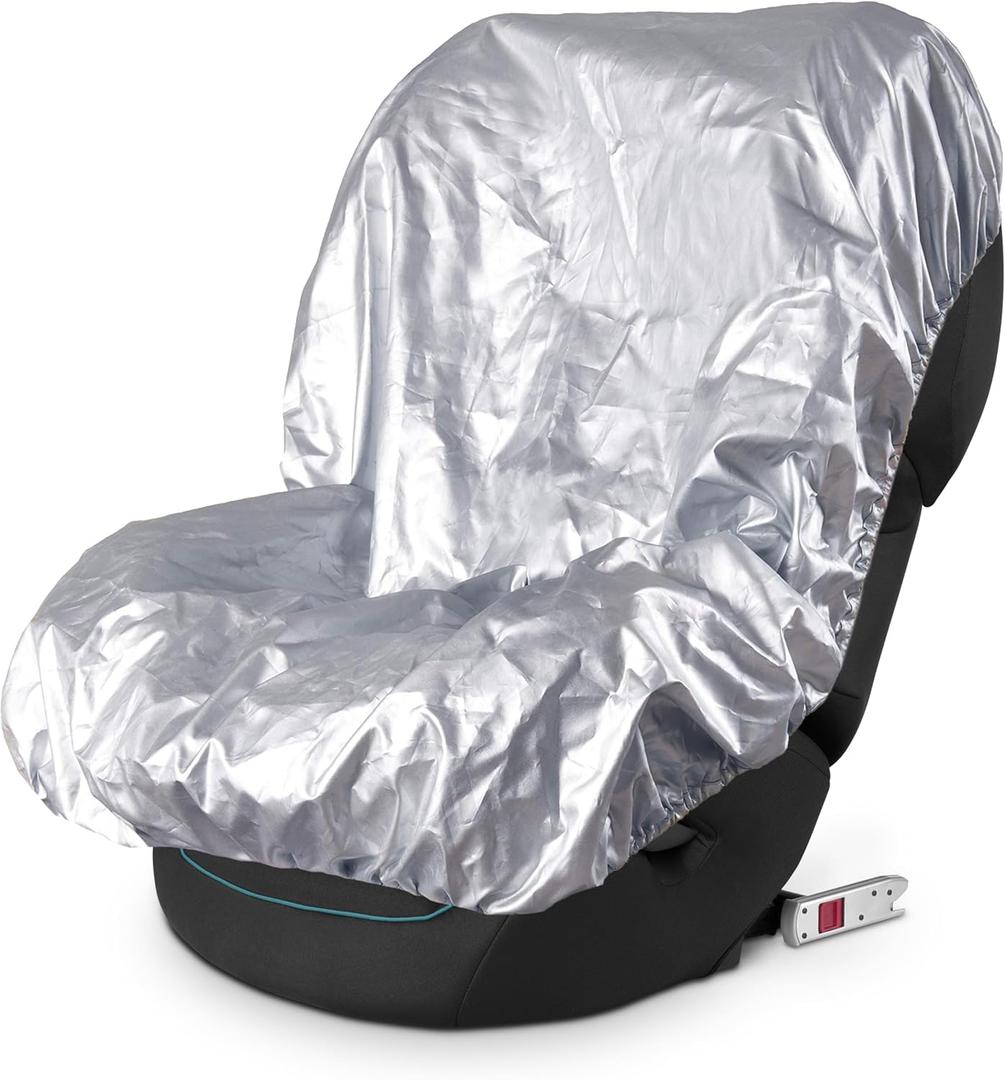 EcoNour Baby Car Seat Sun Shade Cover | Infant Carseat Heat Protector Keeps Toddler Seat at a Cool Temperature | Reflective car seat Sunshade Blocks Out Heat | Baby Travel Accessories (Silver)