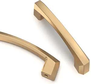 Asidrama 10 Pack 3 Inch(76mm) Hole Centers Champagne Bronze Kitchen Cabinet Handles, Gold Cabinet Pulls Kitchen Cabinet Hardware for Cupboard Drawer Pulls