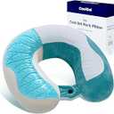 COOL GEL Memory Foam Neck Pillow for Travel with Removable Cover, Supportive and Comfortable, Small