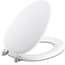 Toilet Seat in White Never Loosens Chrome Metal Hinge