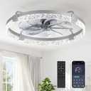 ZMISHIBO 24 Inch Ceiling Fans with Lights, Flush Mount Remote & App Control