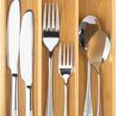 Silverware Organizer - Bamboo Kitchen Drawer Utensil Holder with 4 Slots (Natural)