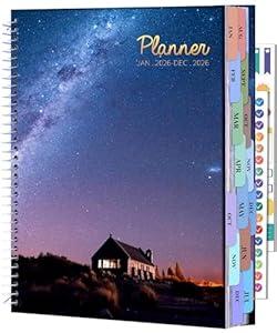 CAGIE 2026 planner Weekly and Monthly Jan 2026-Dec 2026 Hardcover Hourly Daily Planners for Women 26 Calendar Planner with Stickers Spiral Bound Yearly Agenda, 8.5 x 11, Purple