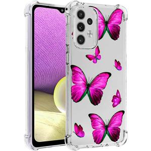 Case for Galaxy A33 5G, for Samsung A335G Cute, Clear Flexible Bumper TPU Soft Rubber Silicone Cover Phone Case for Samsung Galaxy A33 5G (Rose Butterfly)
