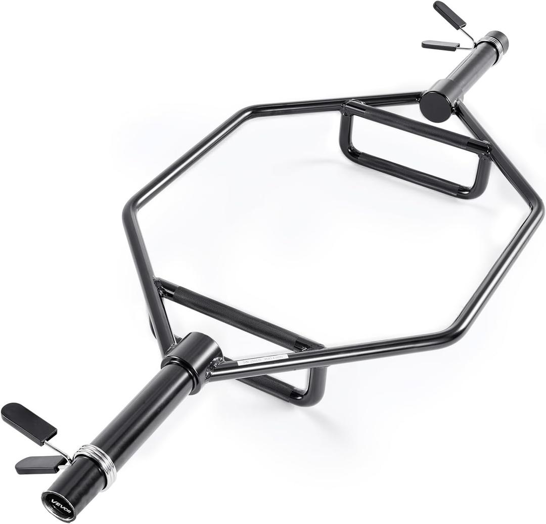 VEVOR Trap Bar Hex Bar, 2-Inch Hex Barbell, 800 LBS Capacity Shrug Bars with Knurled Grips, Weightlifting and Strength Training Equipment, Home Gym for Squats, Deadlifts, Shoulder Presses (Black)