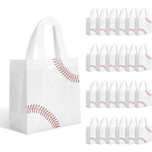 MveLwodx 24 Pcs Non-Woven Baseball Bags with Handles, Sports Party Favors Gift Bags, Baseball Birthday Decorations Wrapping Paper,Treats Bags for Desserts Sports Parties Supplies Birthday Decor