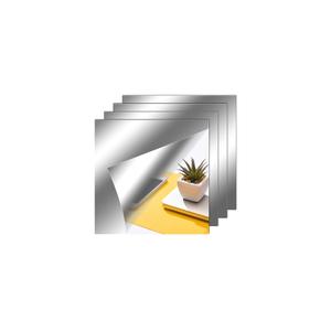 12" x 12" Acrylic Flexible Mirror Sheets, 4 Pack Self Adhesive Mirror Tiles Square Cuttable Mirrors Wall Stickers, Non-Glass Plastic Mirrors Stickers Safety Reflective for DIY Craft Home Wall Decor