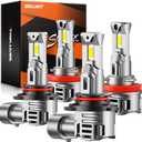 SEALIGHT 9005 H11 LED Bulbs Combo, 80000LM 10X Super Bright 6500K White, HB3 H8/H9/H16 Fog Headlight, 1:1 Real Size Plug-N-Play Pack of 4