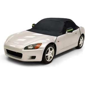 Waterproof Half Car Cover Compatible with Honda s2000 1999-2009, 600D Roof Protector with Night Reflective Strip Side Mirror Pockets All-Weather Snow Sun Rain Wind(AP1,AP2,CR Roadster/Hardtop)