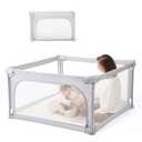 Sweeby Baby Playpen, 47x47 Inch Foldable Playpens for Babies and Toddlers, Extra Large Playpen with Door Play Yard for Baby Fence Indoor and Outdoor Portable Play Pen, Light Gray