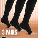 Doctor's Select 3 Pairs Copper Toeless Compression Socks Women & Men - 20-30 mmHg Open Toe Compression Socks Knee High Women