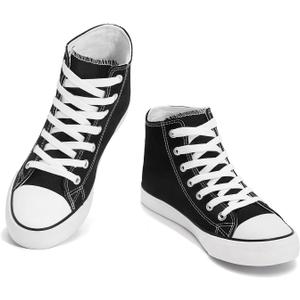 Womens High Top Canvas Sneakers, Lace up Fashion Tennis Shoes for Women Casual Classic Walking Shoe for Everyday Wear, Size: 8