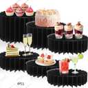 6Pcs Buffet Risers, Food Risers for Table, Foldable Cake Display Stands, Tall Cardboard Cupcakes Stand for Show Catering Desserts Jewelry Wedding Birthday Party Decoration (Black)
