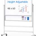 maxtek Dry Erase Whiteboard Height Adjustable, Easel Stand Rolling White Board on Wheels - 48 x 60 Large Mobile Dry Erase Board, 4' x 5' Double Sided Magnetic Whiteboard for School Office Home