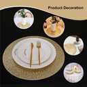 Round Placemats Gold Metallic Set of 6 Vinyl Hollow Placemats 15 Inch, Washable Easy Clean Wipeable Non Slip Stain Heat Resistant Dining Table Place Mats for Wedding Party Decoration by Snowkingdom