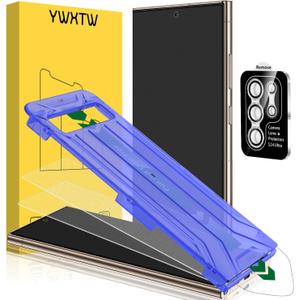 YWXTW 2 Pack Matte Screen Protector for Samsung Galaxy S24 Ultra + 1 Set Camera Lens Protector, [Smooth as Silk] [Fingerprint Unlocking] Anti Glare Anti Fingerprint Tempered Glass Screen Protector, Bubble Free