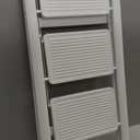 WOA WOA 3 Step Ladder, Folding Step Stool with Wide Pedals, Compact Stepping Stool for Kitchen, Sturdy Steel Ladders with Anti-Slip Feet, Supports up to 330 lbs - White