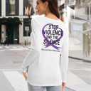 MNLYBABY Stop Domestic Violence Shirt Women: Domestic Violence Awareness Sweatshirt Purple Ribbon Lightweight Long Sleeve Top (White, M)