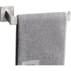 NearMoon Square Hand Towel Holder/Towel Ring, Premium SUS304 Stainless Steel Hand Towel Bar Rustproof Wall Mounted Towel Rack for Bathroom/Kitchen, Contemporary Style Bath Accessory (Brushed Nickel)