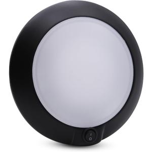 6Inch LED Black RV Dome Light with Switch, 12V RV Interior Light Fixture Surface Mount, 12Volts Ceiling Light for RV Boat Trailer Camper Motorhome Truck Yacht Van