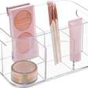 STORi Bliss 5-Compartment Plastic Cosmetics Storage Organizer | Clear | Rectangular Divided Makeup Bin & Vanity Caddy with Pass-Through Handles | Round Corner Design | Made in USA (1 Pack)