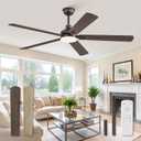 ZMISHIBO 60" Ceiling Fans with Lights, Oil Bronze Farmhouse Ceiling Fan with Remote, Rustic Indoor Ceiling Fan with Dual Finish Blades, Quiet & Strong Motor, Bright LED Light.