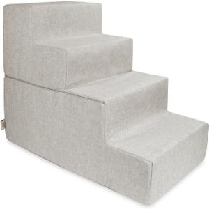 Best Pet Supplies Dog Stairs & Steps - Foam Steps for Small Dogs & Cats, Non-Slip Indoor Balanced Pet Step Support, Dog Ramp, No Assembly, Sand, Foldable 4-Step (22-inch Height)