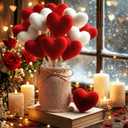 Youyole Rustic Valentines Day Table Decorations Set, Mason Jars Valentines Centerpiece Decor with 12 Pcs Red White Felt Heart Picks Sticks Galentines Bouquet Gifts for Lovers Dining Table Office