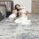 DMOYEST 8x10 Area Rug for Living Room:Washable Modern Neutral Abstract Rug with Low Pile Non Slip Soft Thin Large Indoor Carpet for Bedroom Dining Room Home Office Decor - Grey Blue