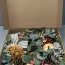 Fall Pumpkin Sunflower Pinecone Wreath for Front Door 24 Inch, Farmhouse Autumn Harvest Wreath with Bow & Eucalyptus, Fall Thanksgiving Decor for Home Door Wall Porch Window Indoor/Outdoor