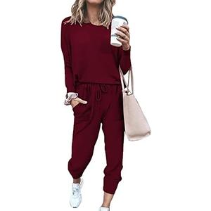 Bofell Christmas Outfits for Women 2022 Lounge Sets 2 Piece Sweatsuits Sets Casual Red M