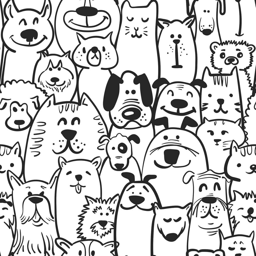 Heroad Peel and Stick Wallpaper Black and White Contact Paper Dog Wallpaper Modern Cute Puppy for Nursery Room Bedroom Bathroom Cabinets Vinyl Roll Self-Adhesive Waterproof 17.3" x 393"