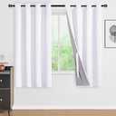 DWCN 100% White Blackout Curtain Panels 72 Inches Long for Bedroom with Black Liner, Thermal Insulated Full Light Blocking Window Curtain Drapes with Tiebacks for Nursery Room W52 x L72, 2 Panels