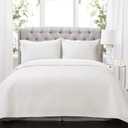 Lush Decor Ava Quilt Diamond Pattern Solid 3 Piece Oversized Bedding Blanket Bedspread Set - Full/Queen - Off-White