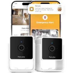 Petcube Cam The Pack of 2 | Indoor Wi-Fi Pet Security Camera with Phone App, 2-Way Audio and Video, Night Vision, 1080p HD Video and Smart Alerts