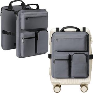 Over Luggage Organizer Bag for Suitcase with Multi Pockets, 16 Laptop Bag with Handle, Portable Travel Organizer Bags for Luggage with Adjustable Straps, Tote Carry Bag for Men Women(Grey)