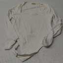 QINSEN Women's Sexy Square Neck Bodysuit Long Sleeve Double Lined Shirt Tops Biege, Extra Large, White