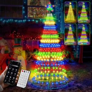 30+ Modes Smart Prelit Christmas Cone Tree with Lights - 6ft 296 LED App Control Color Changing Light Show Trees with Remote Timer Music Sync for Indoor Outdoor Yard (Green Body)