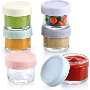 VITEVER [6 Pack] Salad Dressing Container To Go, 1.7 oz Glass Small Condiment Container with Lids, Dipping Sauce Cups Set, Leakproof Reusable Sauce Containers for Lunch Box Work Trip