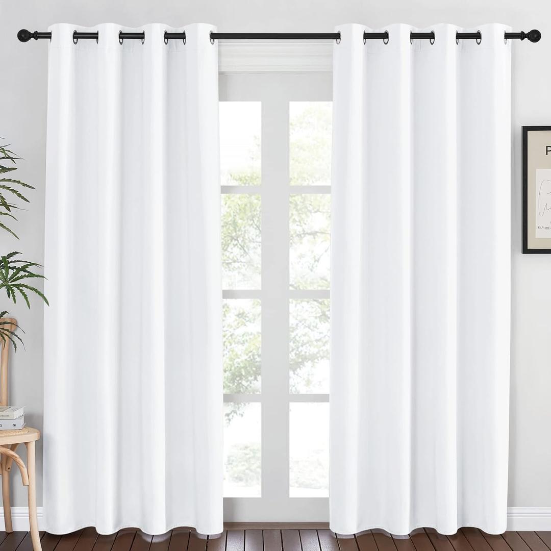NICETOWN White Room Darkening Bedroom Curtain 84 inches Length - (50% Blackout) Grommet Room Darkening Window Treatment Sound Dampening Thermal Drape for Living Room (W52 x L84, 1 Panel) NICETOWN White Room Darkening Bedroom Curtain 84 inches Length - (50% Blackout) Grommet Room Darkening Window Treatment Sound Dampening Thermal Drape for Living Room (W52 x L84, 1 Panel)