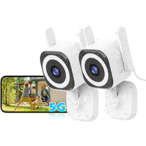 5G Outdoor/Indoor Security Camera,1080P Baby Monitor Cameras for Bedroom/Elder/Dog/Pet Camera,IP66 Waterproof,Night Vision, Motion Detection, Alarm Siren, Two-Way Talk, SD/Cloud -2Pack
