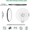 TALOYA 18.2 Inch LED Ceiling Light Fixture,3000K/4000K/6500K Selectable with Back Light, 36W Black Dimmable LED Flush Mount Ceiling Light for Hotel, Bedroom, Living Room,Office, Memory Function