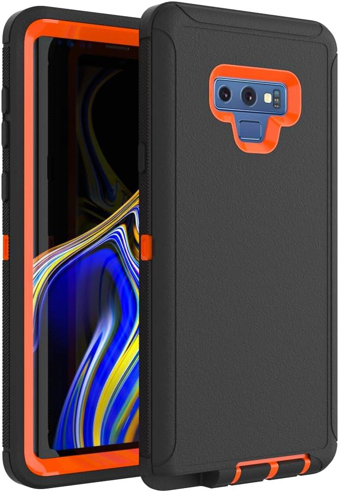 Case for Galaxy Note 9, Heavy-Duty Tough Rugged Shockproof Drop Protective Cover Cases for Samsung Galaxy Note 9, Black+Orange