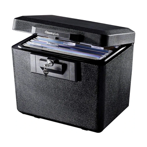 SentrySafe Black Fireproof Document Box with Key Lock, Safe Secures Files and Documents for Home or Office, 0.61 Cubic Feet, 13.6 x 15.3 x 12.1 inches, 1170