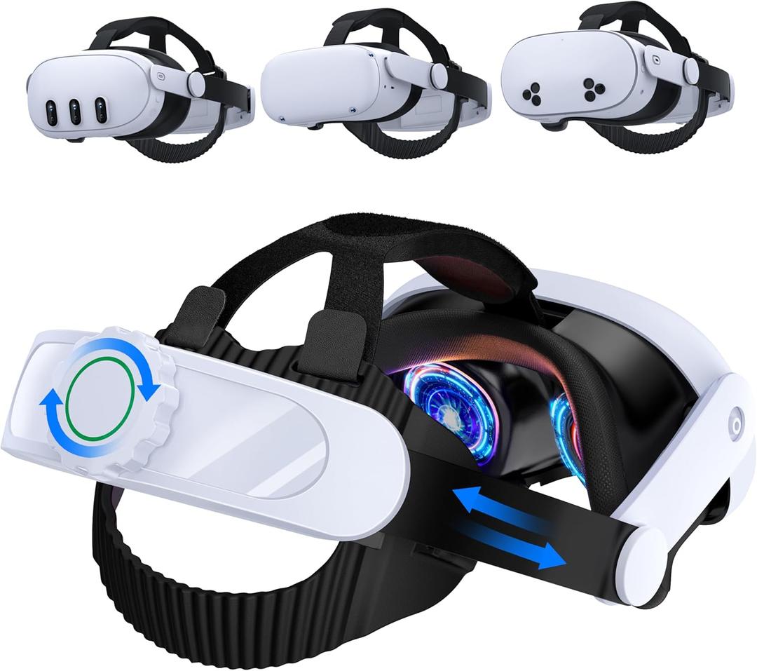 SVETAECHO for Meta Quest 3/3S/Quest 2 Head Strap - Dual-Knob Adjustable, 45Quick-Flip & Memory Foam Pads | Easy Install Kit, Pressure Relief